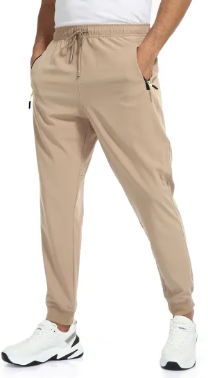 Rapoo Men's Lightweight Joggers Pants Quick Dry Workout Track Running Gym Athletic Pants with 3 Zipper Pockets