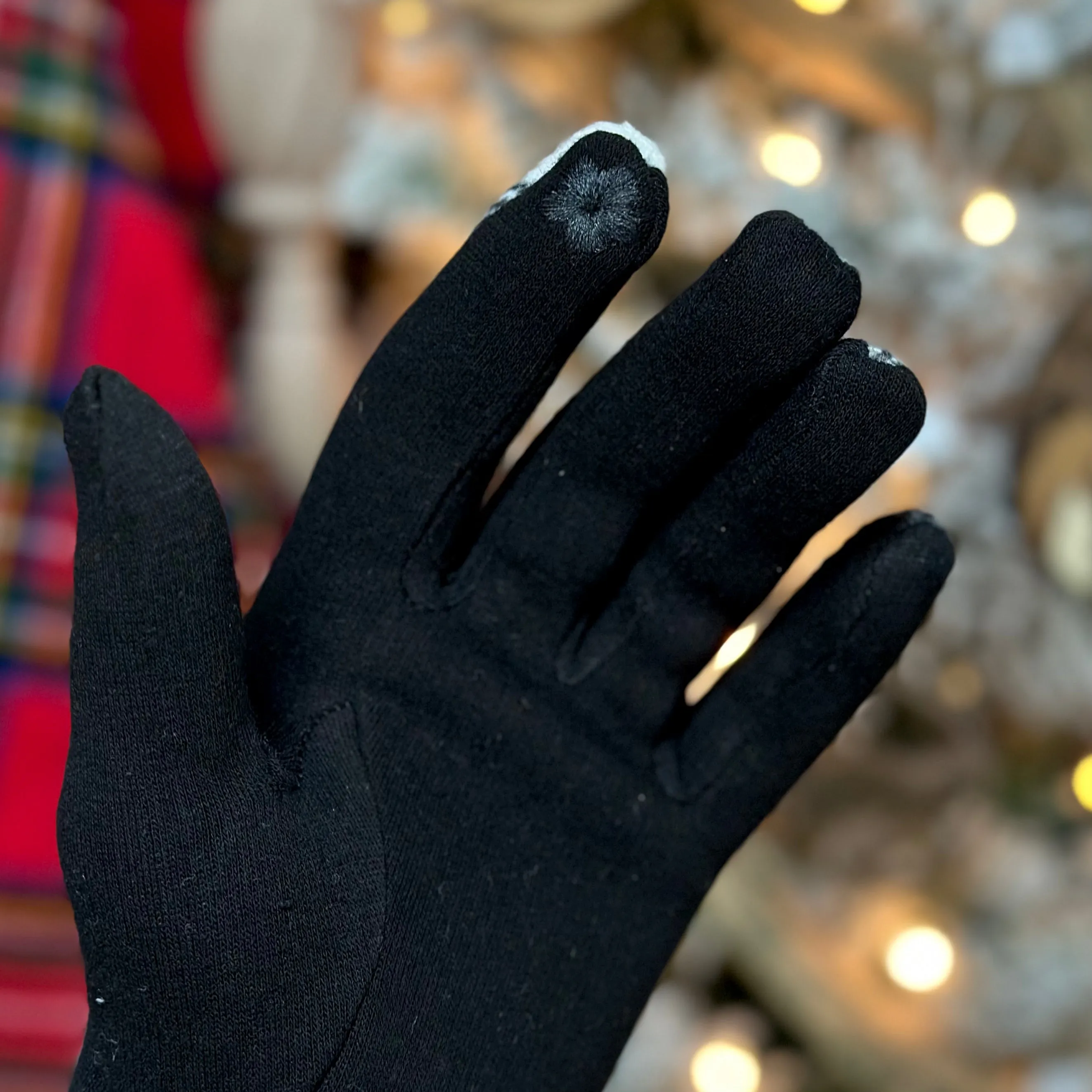 Red, Black, White Tartan Plaid Touchscreen Gloves