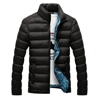 Ribbed Men's Mandarin Collar Puffer Zipper Jacket to 6X Big & Tall