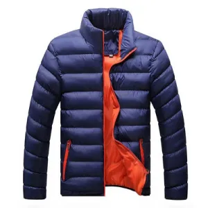 Ribbed Men's Mandarin Collar Puffer Zipper Jacket to 6X Big & Tall