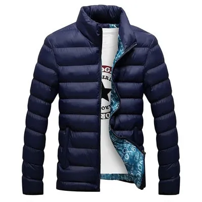 Ribbed Men's Mandarin Collar Puffer Zipper Jacket to 6X Big & Tall