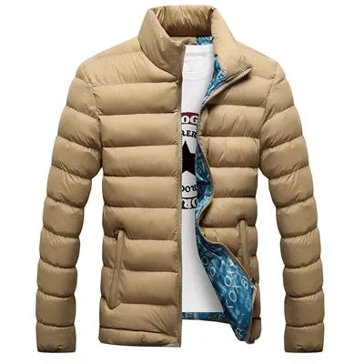 Ribbed Men's Mandarin Collar Puffer Zipper Jacket to 6X Big & Tall