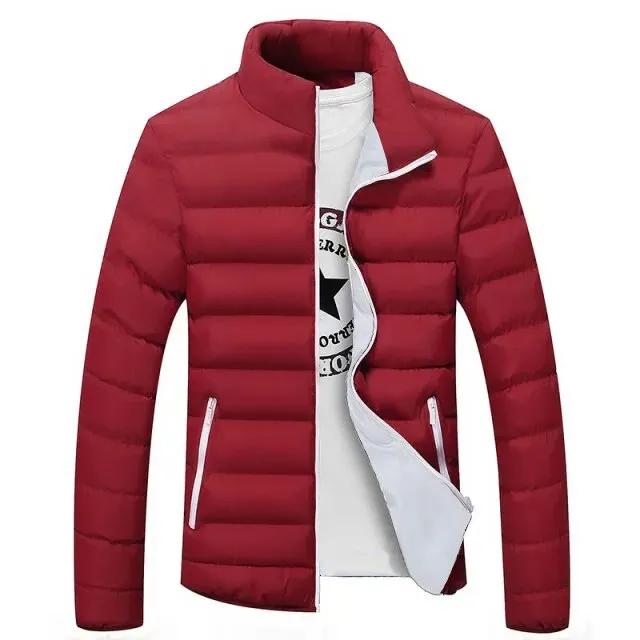 Ribbed Men's Mandarin Collar Puffer Zipper Jacket to 6X Big & Tall