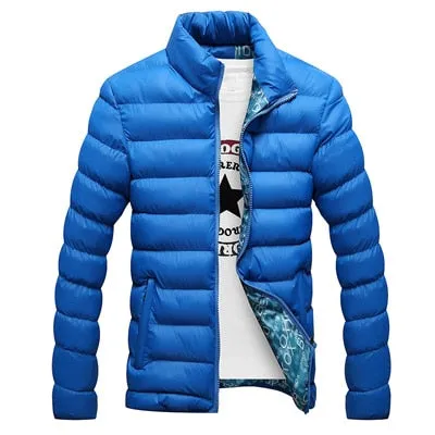 Ribbed Men's Mandarin Collar Puffer Zipper Jacket to 6X Big & Tall