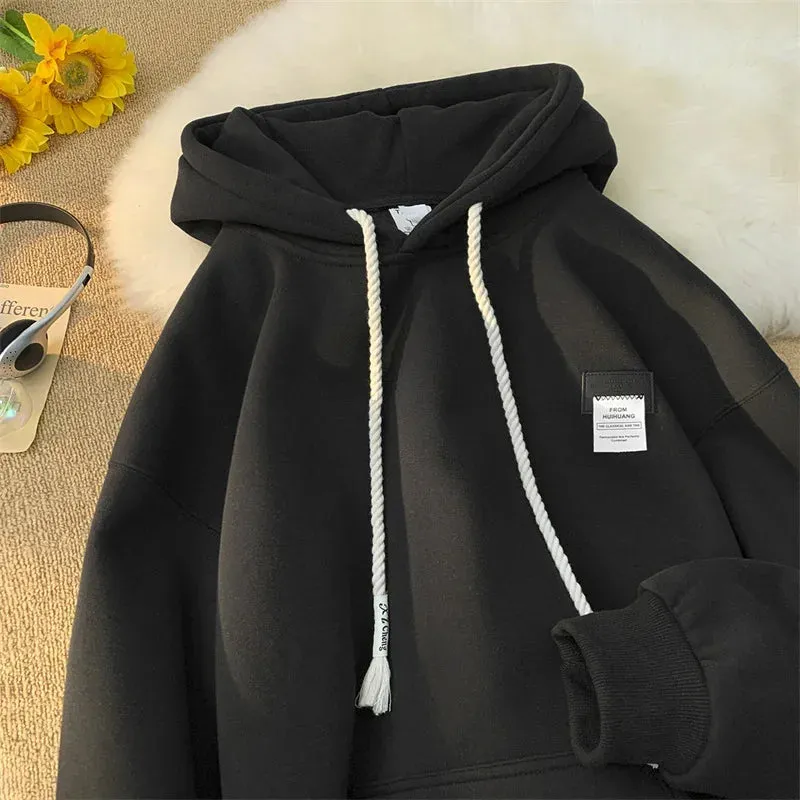 Riolio Autumn New in Solid Color Hooded Sweatshirts For Men Y2K Streetwear Appliques Hoodies Women Oversized Fleece Pullover Hoody