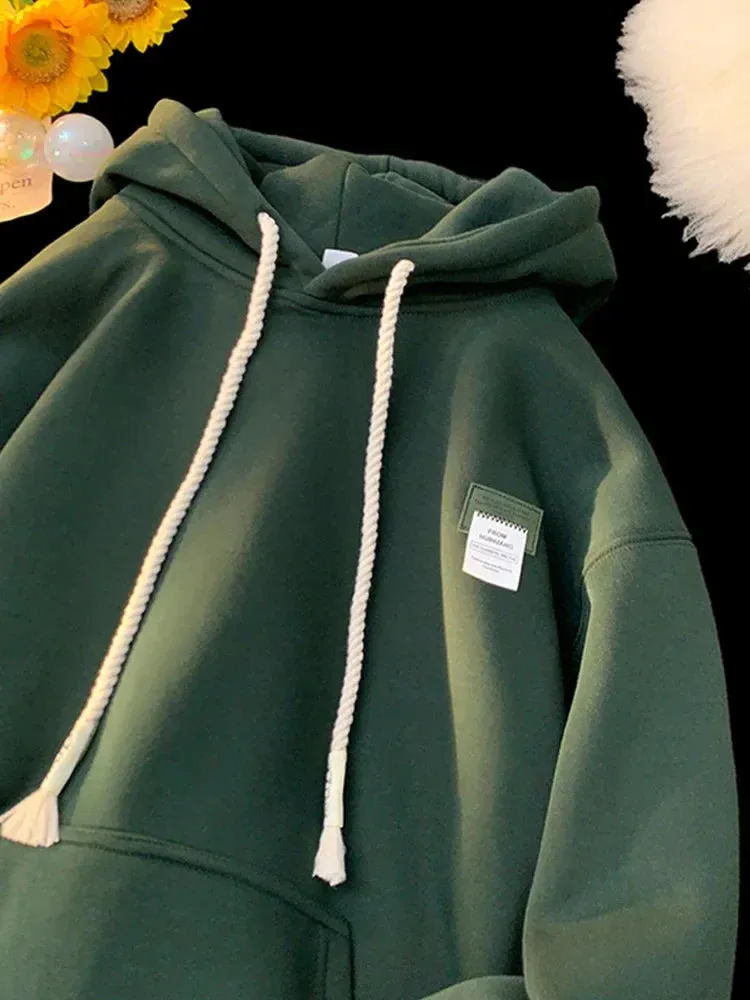 Riolio Autumn New in Solid Color Hooded Sweatshirts For Men Y2K Streetwear Appliques Hoodies Women Oversized Fleece Pullover Hoody