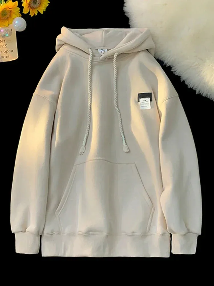 Riolio Autumn New in Solid Color Hooded Sweatshirts For Men Y2K Streetwear Appliques Hoodies Women Oversized Fleece Pullover Hoody