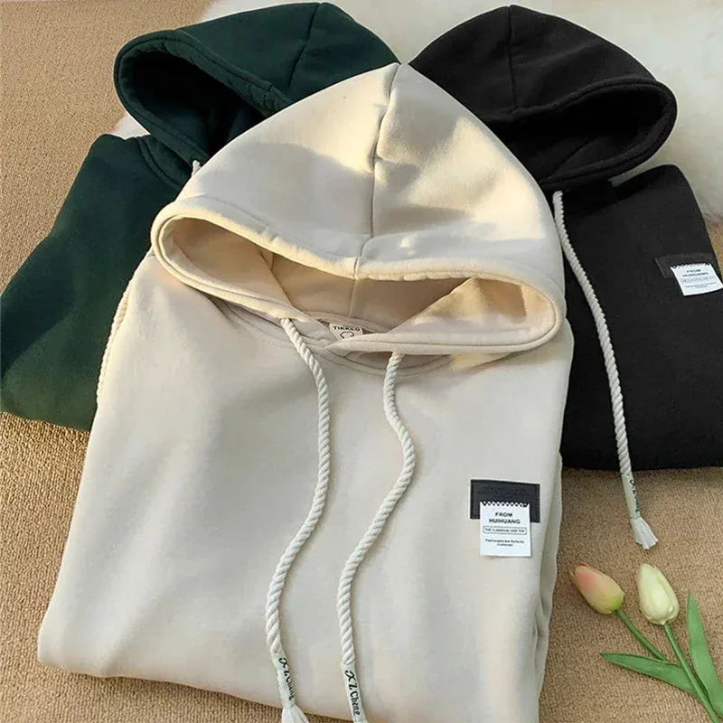 Riolio Autumn New in Solid Color Hooded Sweatshirts For Men Y2K Streetwear Appliques Hoodies Women Oversized Fleece Pullover Hoody