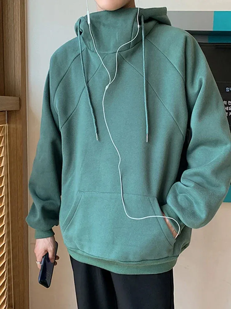 Riolio Autumn Turtleneck Fleece Hoodies Men New High Street Oversize Pullover Hoodie Unisex Y2K Vintage Hooded Sweatshirts Clothes