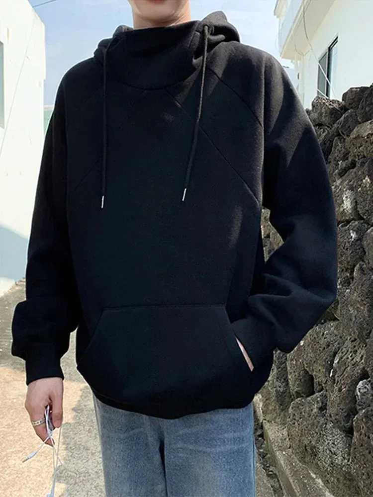 Riolio Autumn Turtleneck Fleece Hoodies Men New High Street Oversize Pullover Hoodie Unisex Y2K Vintage Hooded Sweatshirts Clothes