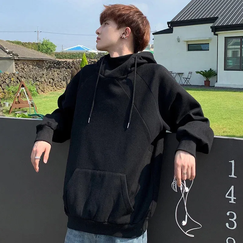 Riolio Autumn Turtleneck Fleece Hoodies Men New High Street Oversize Pullover Hoodie Unisex Y2K Vintage Hooded Sweatshirts Clothes
