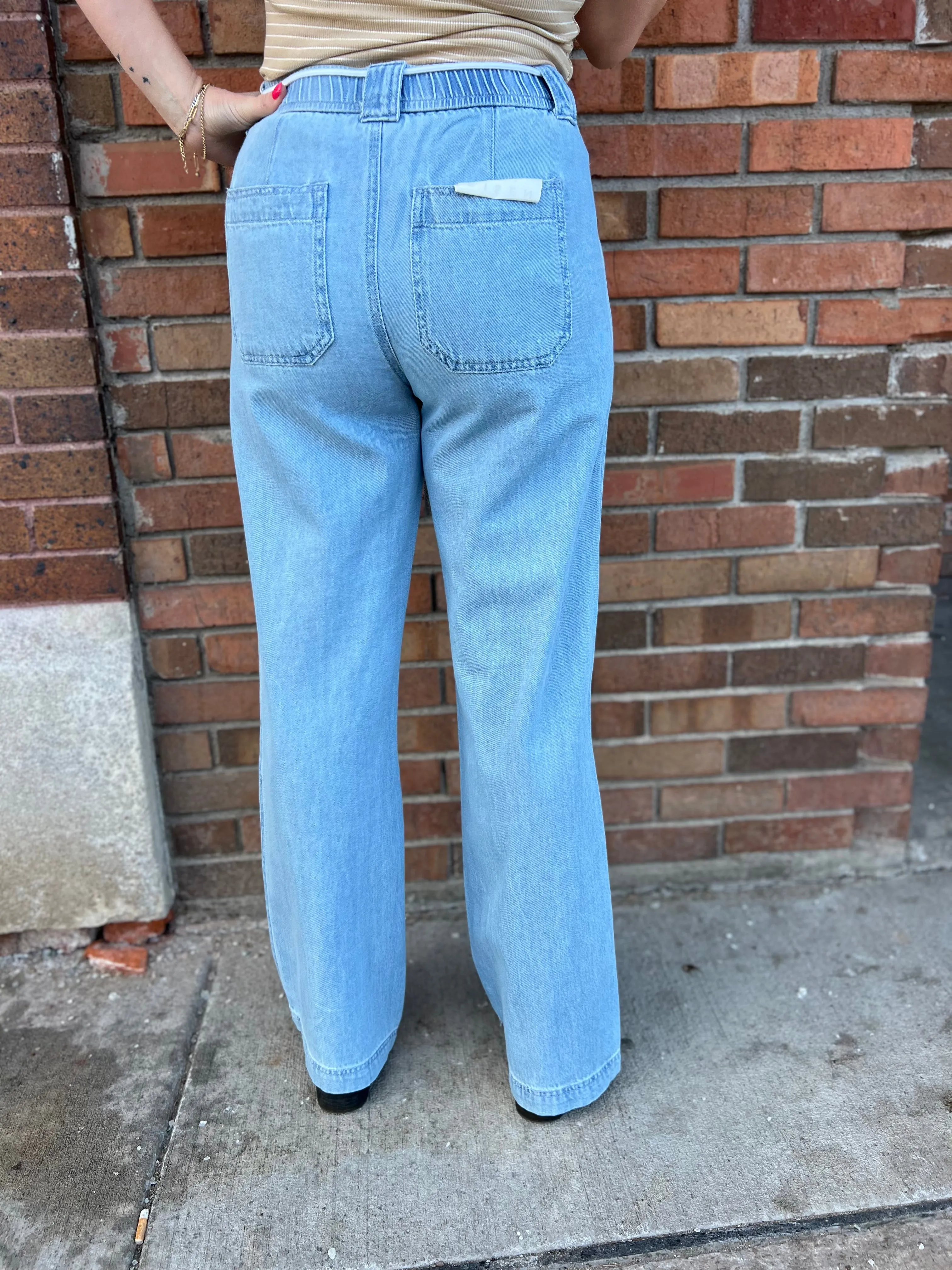 Risen Pull On High Rise Jeans