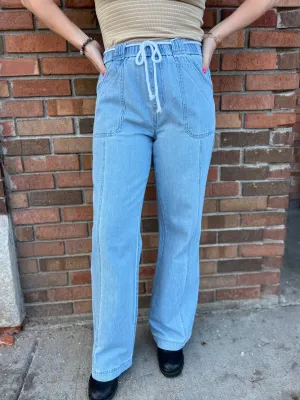 Risen Pull On High Rise Jeans