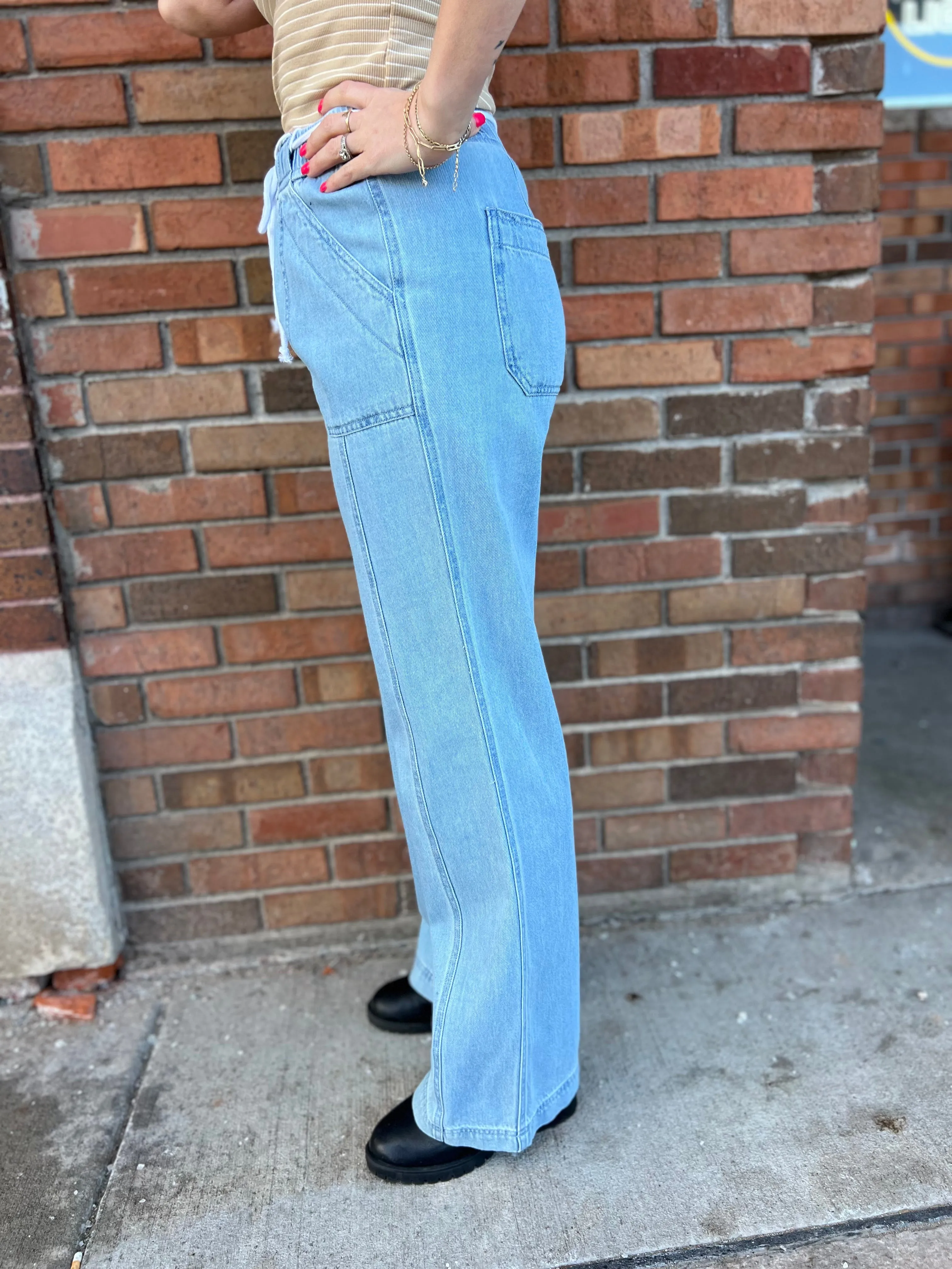 Risen Pull On High Rise Jeans