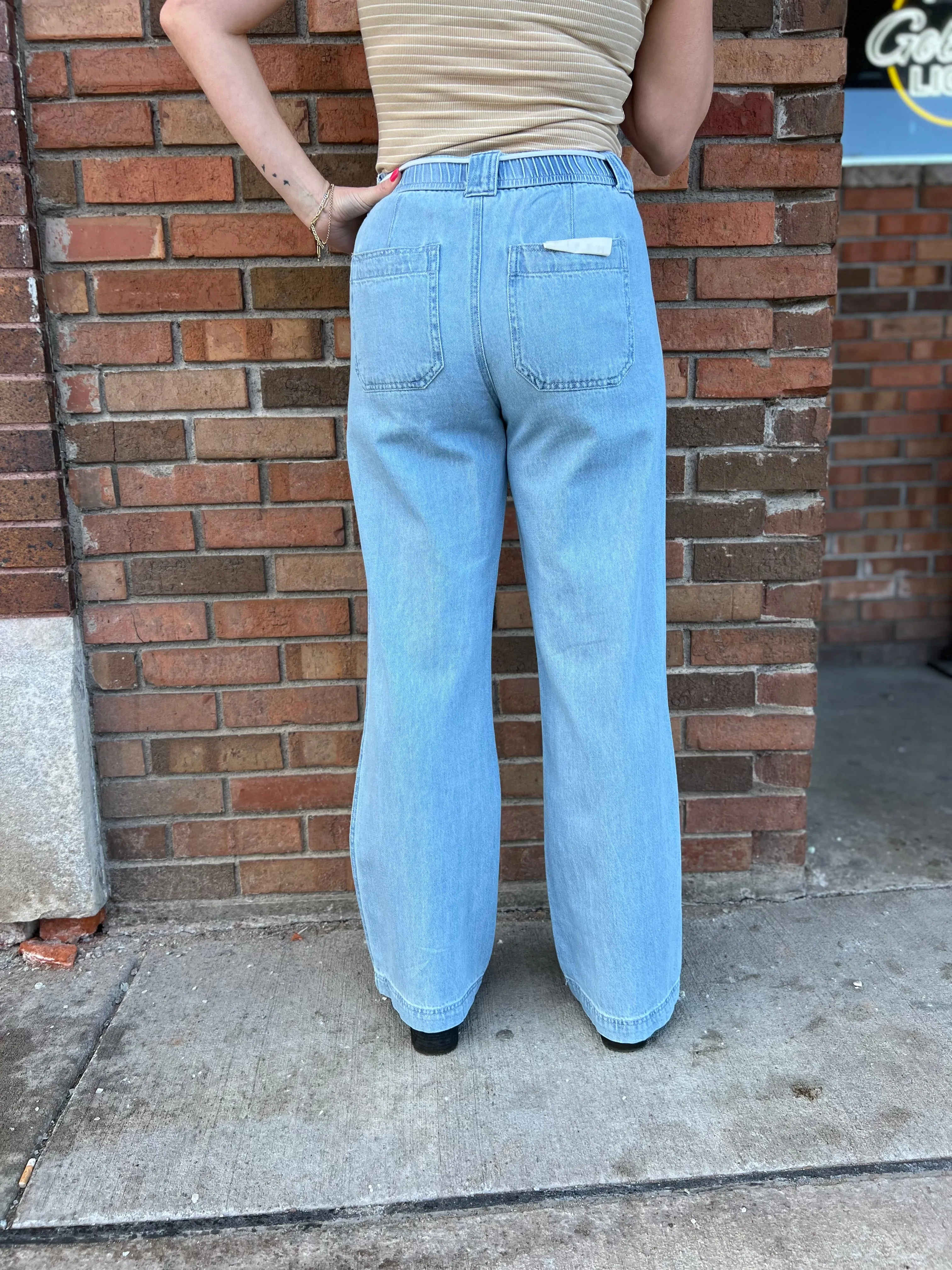 Risen Pull On High Rise Jeans