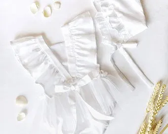 Ruffle Sleeve Cotton Linen Triangle Babies Rompers