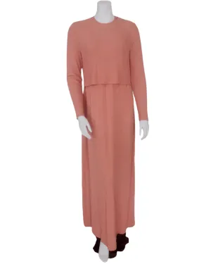 S6034 Salmon Ribbed Bamboo Modal Nursing Nightgown