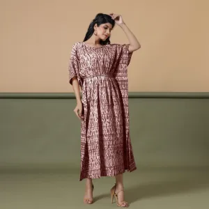 Sangria Wine Shibori Tie-Dye Cotton Maxi Kaftan Dress