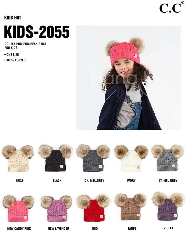ScarvesMe Exclusive Kids Knit Warm Winter Beanie Skull Cap Hat with Pom Pom