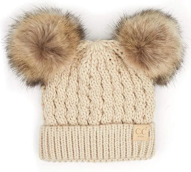 ScarvesMe Exclusive Kids Knit Warm Winter Beanie Skull Cap Hat with Pom Pom