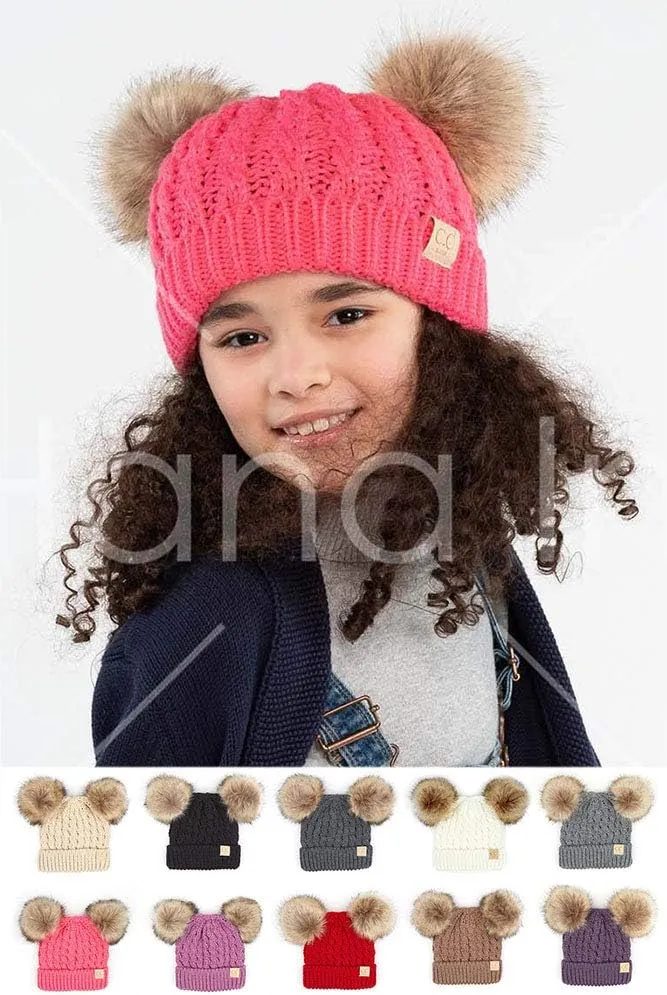 ScarvesMe Exclusive Kids Knit Warm Winter Beanie Skull Cap Hat with Pom Pom