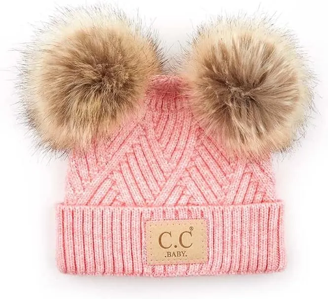 ScarvesMe Exclusive Leopard Double Pom Pom Baby Infant 0-12 Month Old Beanie Hat