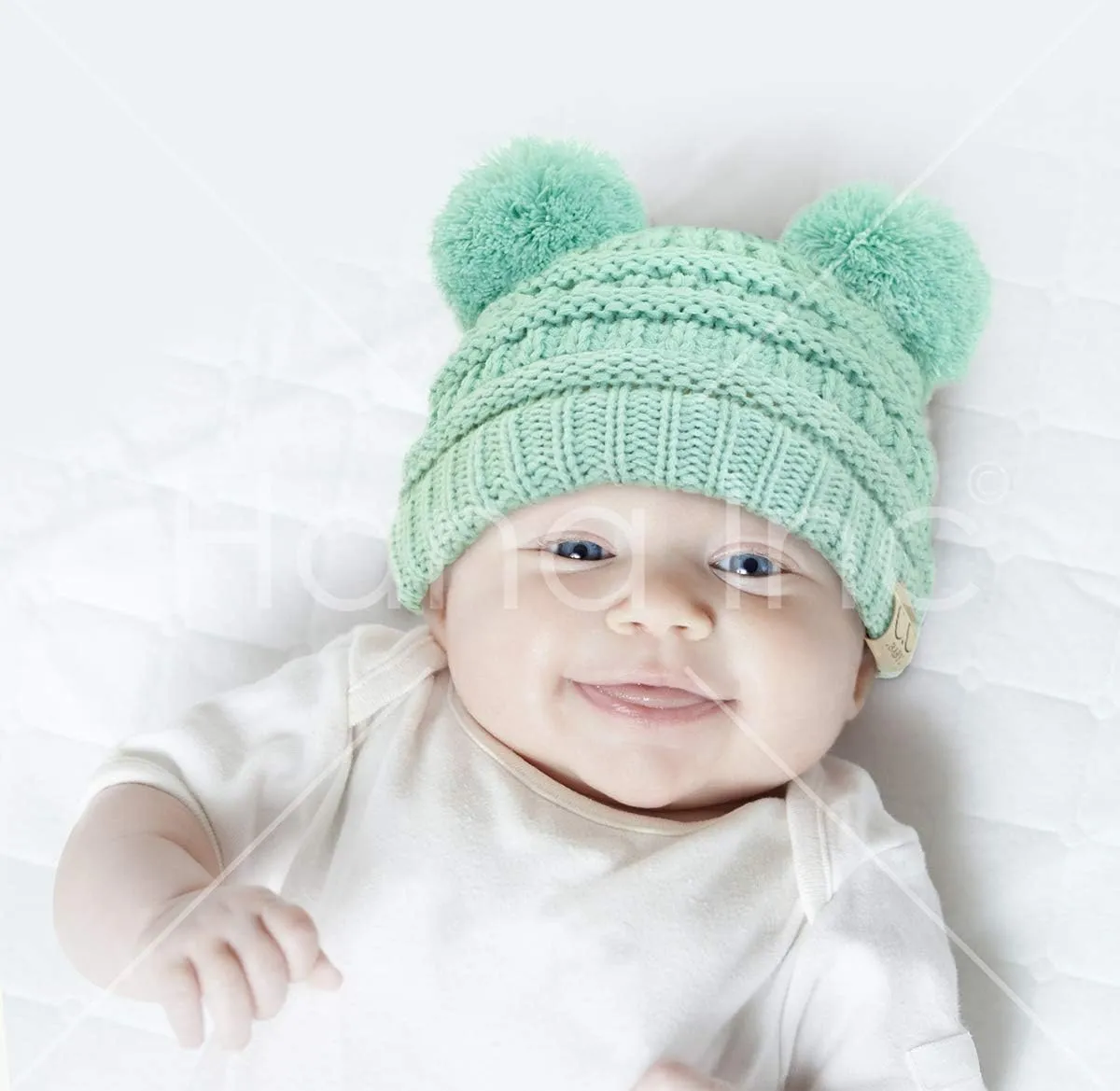 ScarvesMe Exclusive Leopard Double Pom Pom Baby Infant 0-12 Month Old Beanie Hat