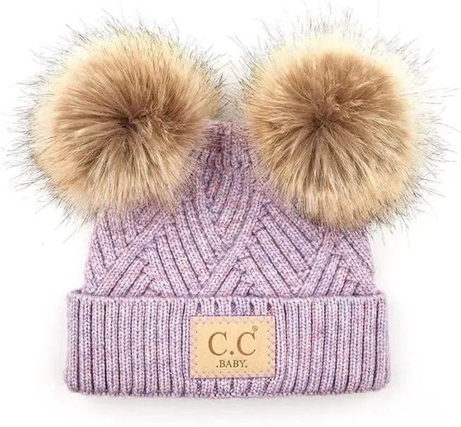 ScarvesMe Exclusive Leopard Double Pom Pom Baby Infant 0-12 Month Old Beanie Hat