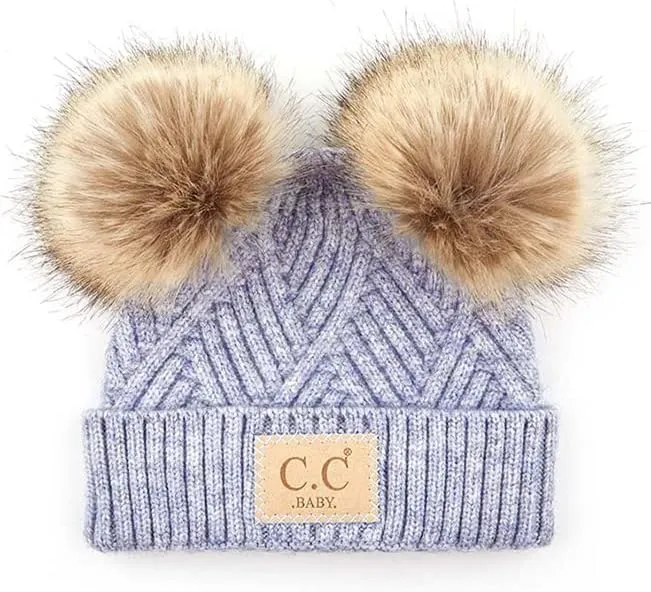 ScarvesMe Exclusive Leopard Double Pom Pom Baby Infant 0-12 Month Old Beanie Hat