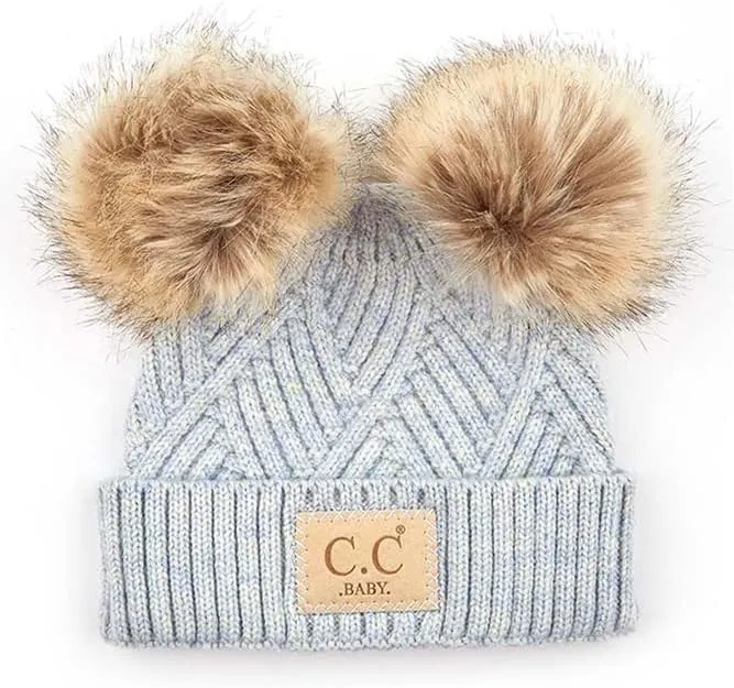 ScarvesMe Exclusive Leopard Double Pom Pom Baby Infant 0-12 Month Old Beanie Hat