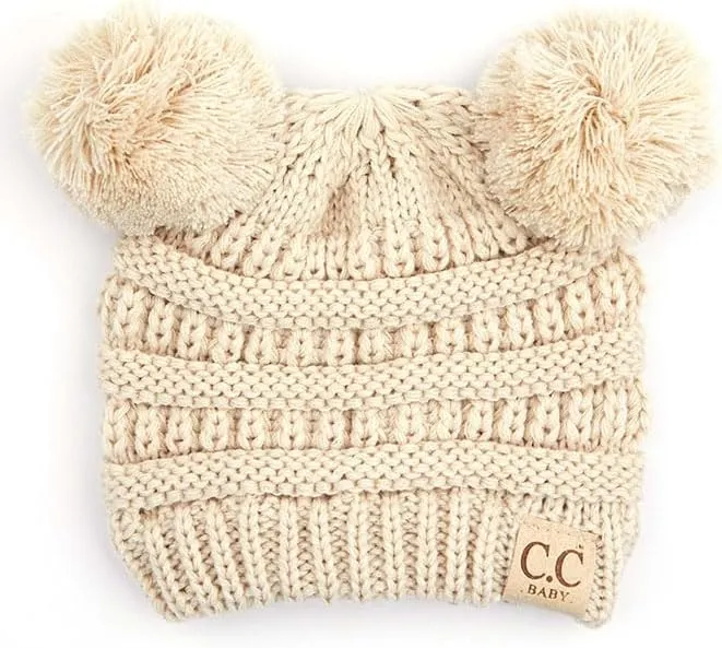 ScarvesMe Exclusive Leopard Double Pom Pom Baby Infant 0-12 Month Old Beanie Hat