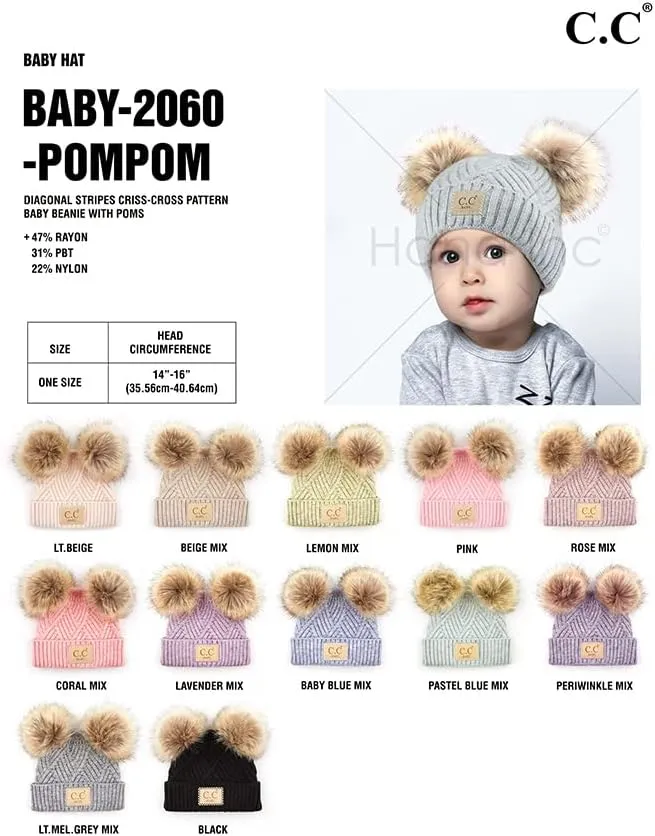 ScarvesMe Exclusive Leopard Double Pom Pom Baby Infant 0-12 Month Old Beanie Hat