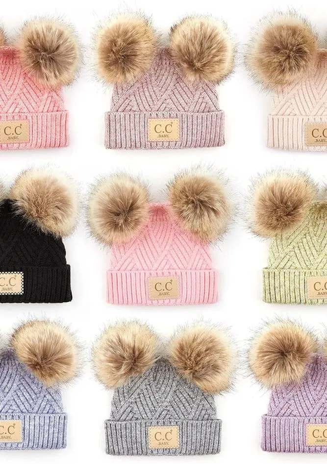 ScarvesMe Exclusive Leopard Double Pom Pom Baby Infant 0-12 Month Old Beanie Hat
