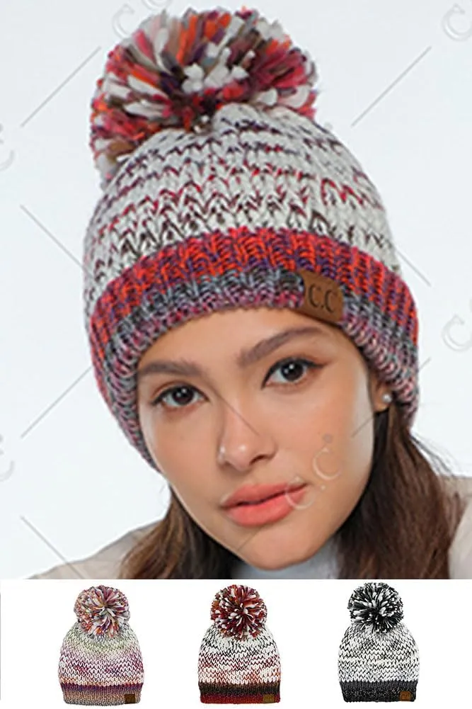 ScarvesMe Women's Winter Soft Knit Aztec Pattern Beanie with Faux Fur Pom