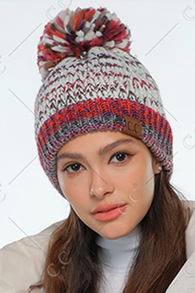 ScarvesMe Women's Winter Soft Knit Aztec Pattern Beanie with Faux Fur Pom