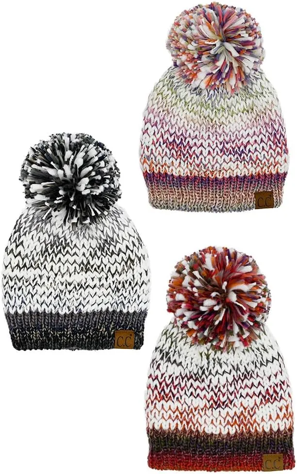 ScarvesMe Women's Winter Soft Knit Aztec Pattern Beanie with Faux Fur Pom