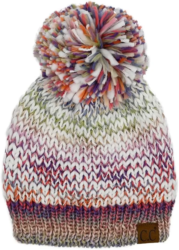 ScarvesMe Women's Winter Soft Knit Aztec Pattern Beanie with Faux Fur Pom