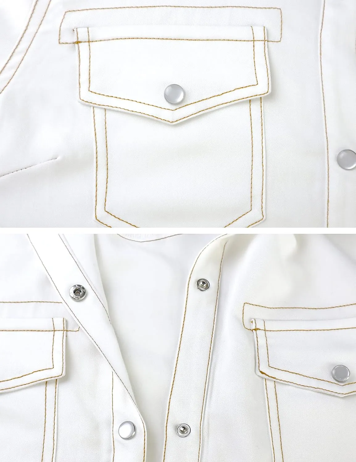 SeekMe Womens Denim Shirts Tie Front Crop Top Button Down Chambray Jean Shirts