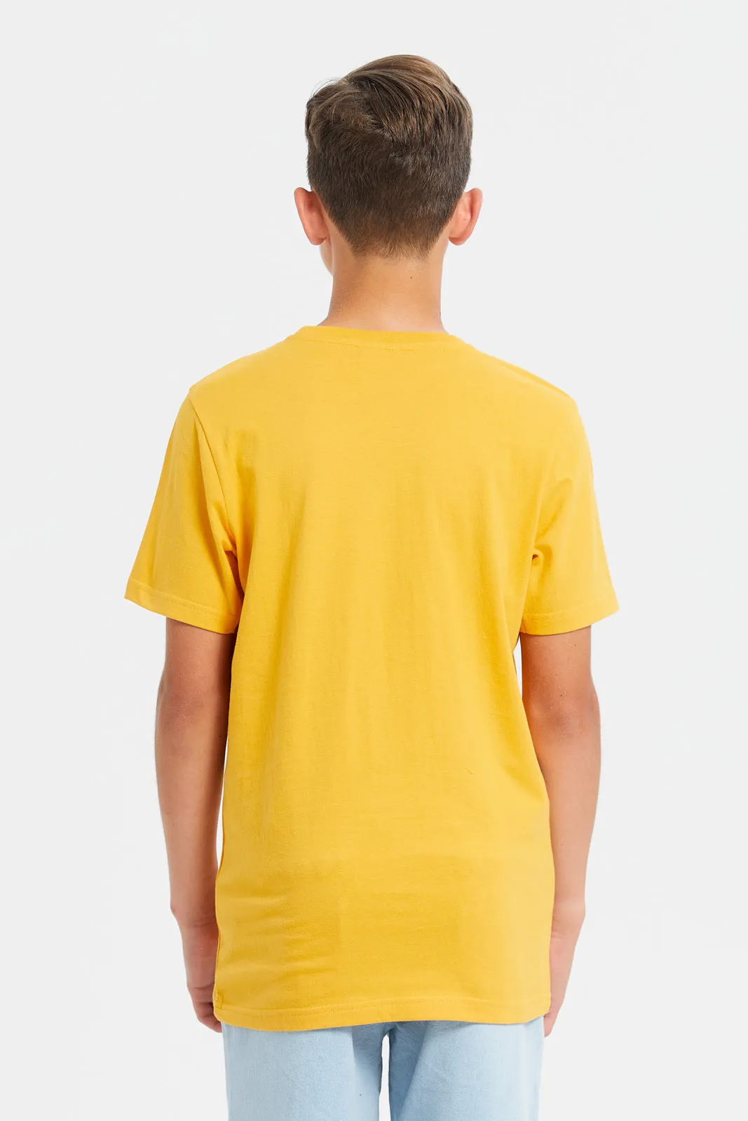Senior Boys Mustard Dragon Ball Z Print T-Shirt