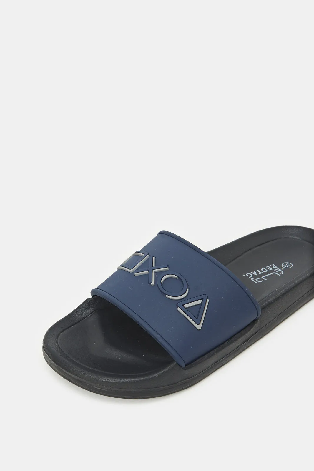 Senior Boys Navy Embossed Gamepad Slide