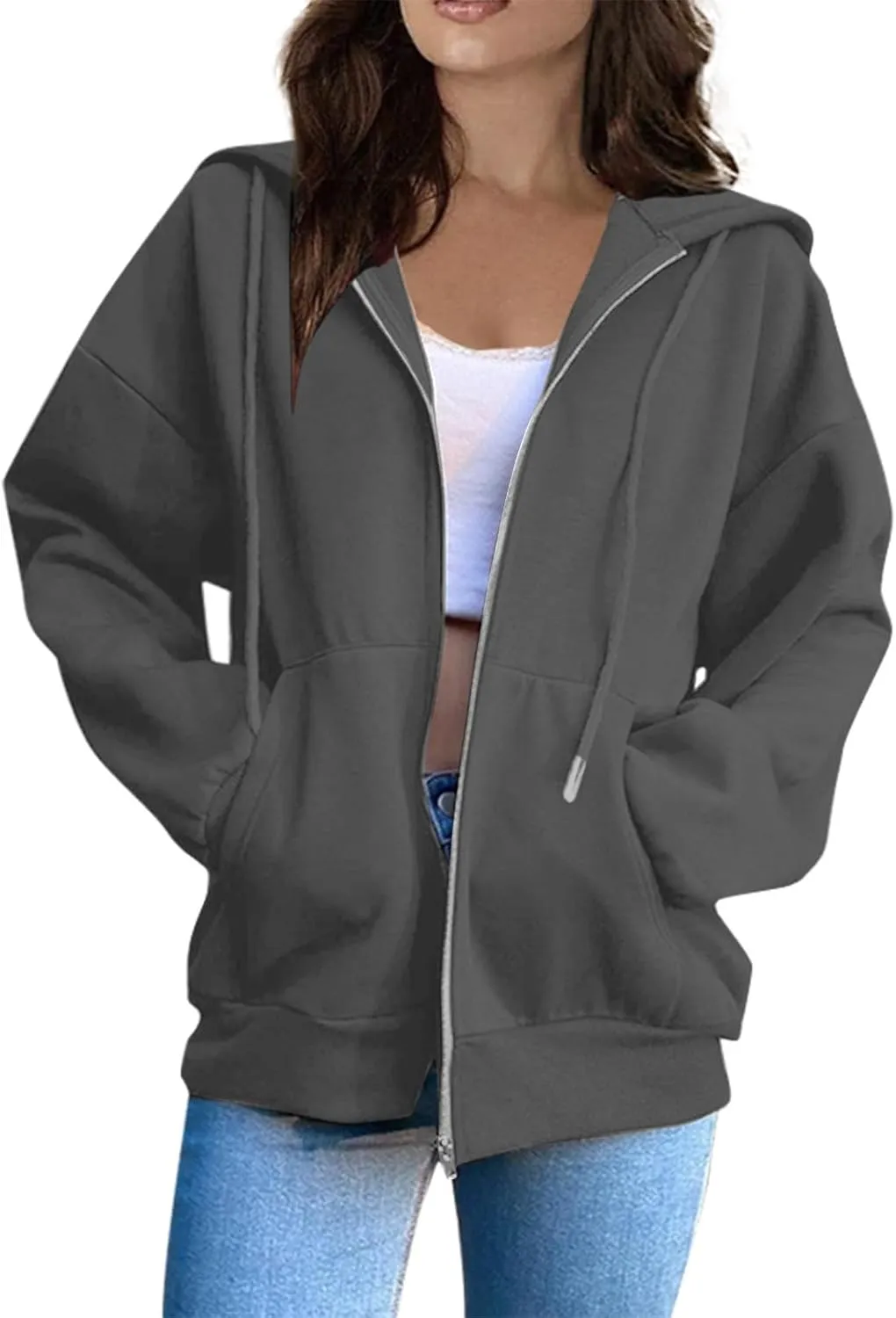 SGASY Womens Zip Up Hoodies Sweatshirt Fleece Jackets 2024 Fall Fashion Outfits Winter Clothes Soft Zip Up Hoodie Women