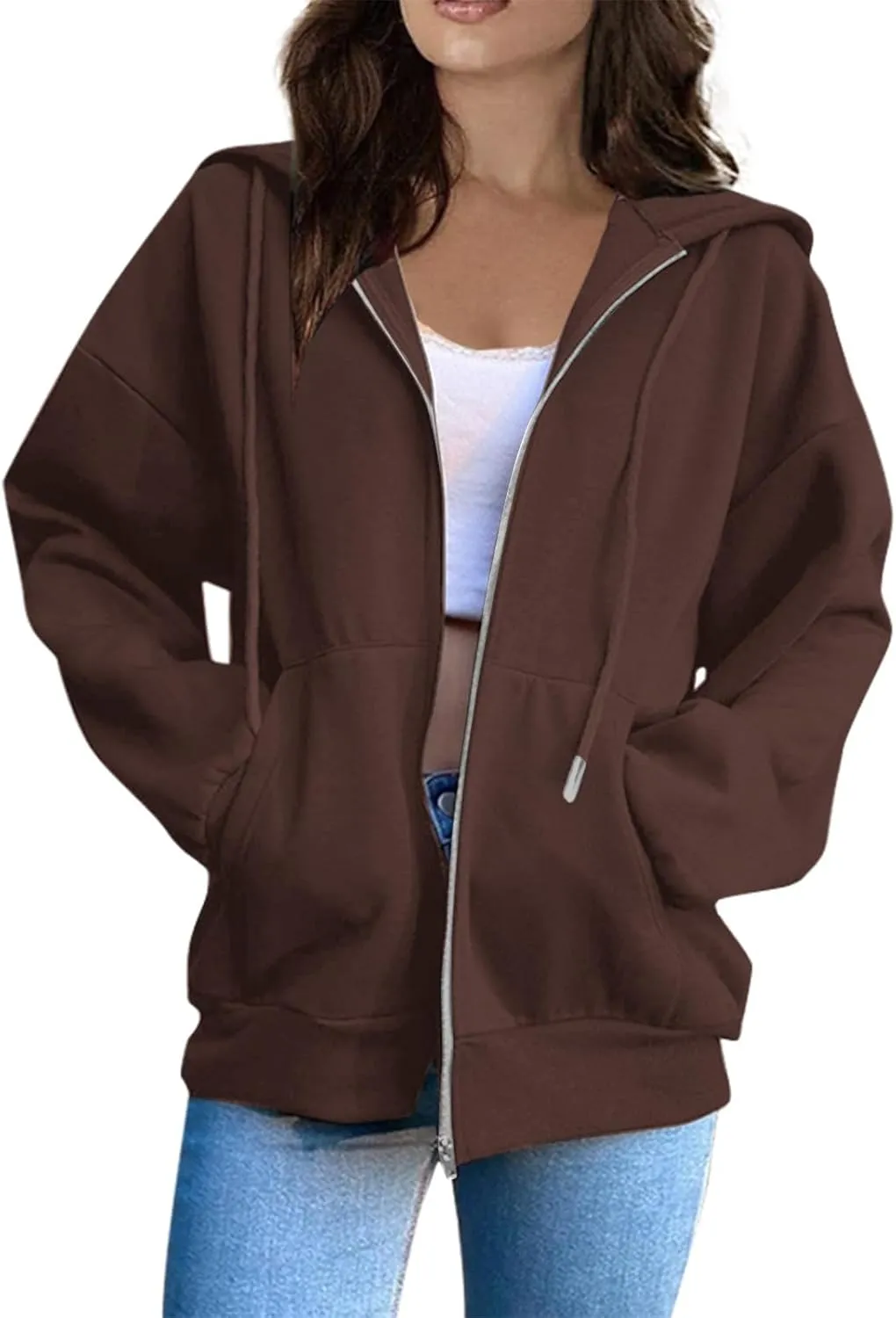 SGASY Womens Zip Up Hoodies Sweatshirt Fleece Jackets 2024 Fall Fashion Outfits Winter Clothes Soft Zip Up Hoodie Women