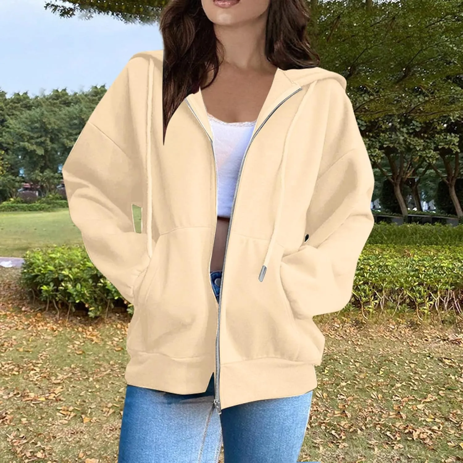 SGASY Womens Zip Up Hoodies Sweatshirt Fleece Jackets 2024 Fall Fashion Outfits Winter Clothes Soft Zip Up Hoodie Women
