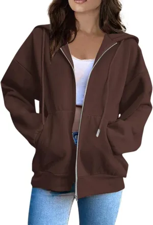 SGASY Womens Zip Up Hoodies Sweatshirt Fleece Jackets 2024 Fall Fashion Outfits Winter Clothes Soft Zip Up Hoodie Women