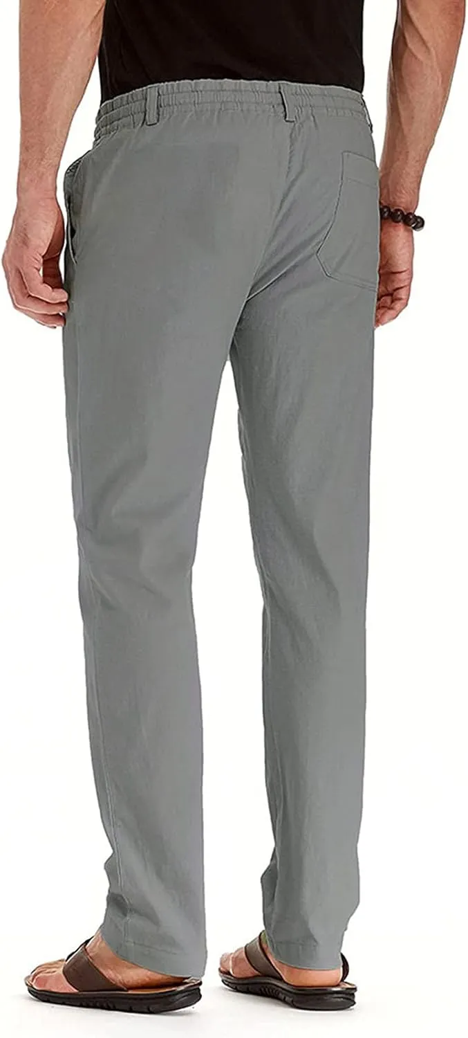 SHOPESSA Mens Business Casual Pants Relaxed Fit Relaxed Fit Elastic Waist Comfort Stretch Dress Pants Cotton Stretch Pants