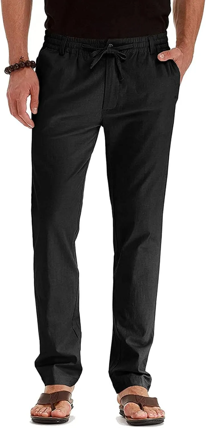 SHOPESSA Mens Business Casual Pants Relaxed Fit Relaxed Fit Elastic Waist Comfort Stretch Dress Pants Cotton Stretch Pants