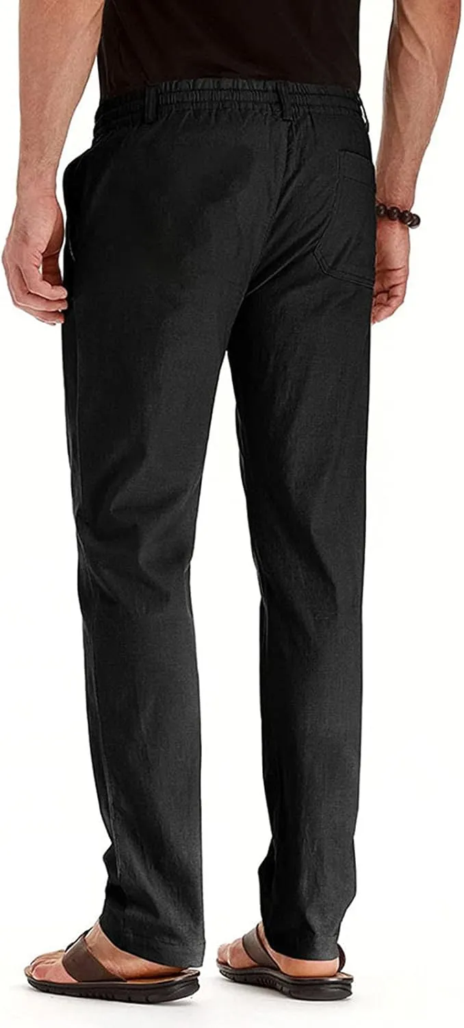SHOPESSA Mens Business Casual Pants Relaxed Fit Relaxed Fit Elastic Waist Comfort Stretch Dress Pants Cotton Stretch Pants