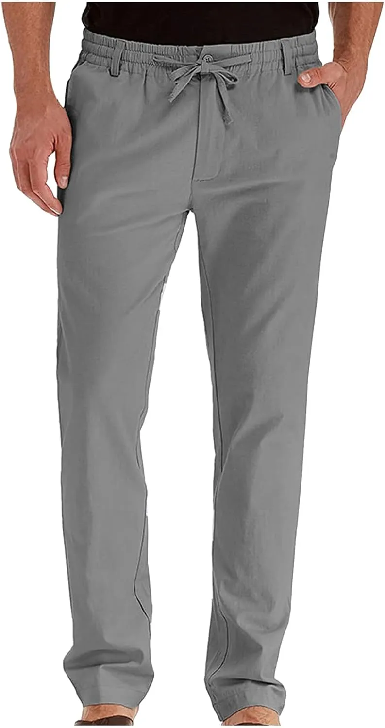 SHOPESSA Mens Business Casual Pants Relaxed Fit Relaxed Fit Elastic Waist Comfort Stretch Dress Pants Cotton Stretch Pants