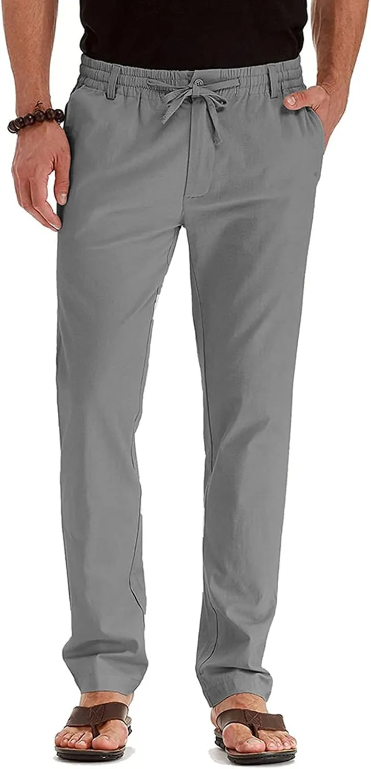 SHOPESSA Mens Business Casual Pants Relaxed Fit Relaxed Fit Elastic Waist Comfort Stretch Dress Pants Cotton Stretch Pants