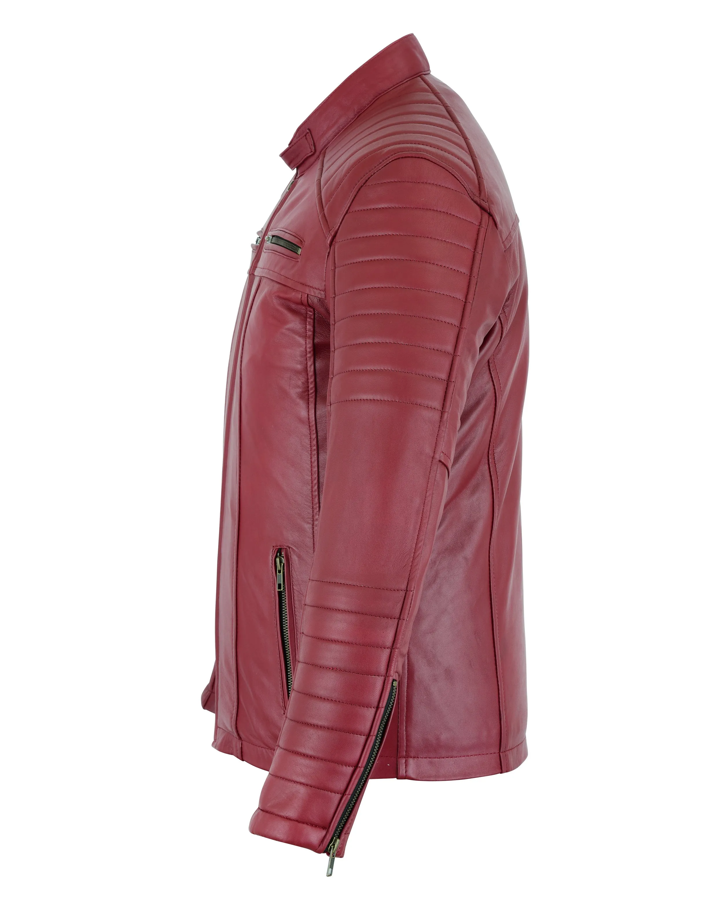 Signature City Casual Red Leather Jacket